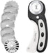 45mm Rotary Cutter with 7pcs Replacement Blades, Ergonomic Handle Rolling Cutter with Safety Lock for Fabric, Leather, paper, Crafting, sewing, Qu...