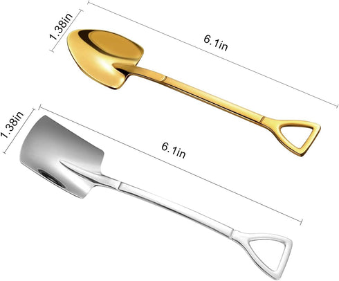 4PCS Coffee Spoons Serving Spoons Tea Spoons Ice Cream Spoon Stainless Steel Shovel Spoon Spade Spoon Mini Shovel Spoons Tiny Spoon for Dessert Fr...
