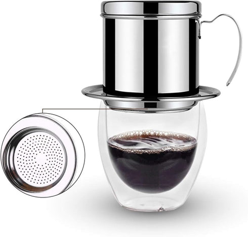 Vietnamese Coffee Drip Filter, Stainless Steel Drip Coffee Filter Maker Pour Over Coffee Dripper, Stainless Steel Cup Portable Coffee Maker Infuse...