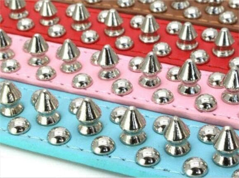 Spiked Dog Collar Soft Pu Leather Mushrooms Rivet Spike Studded Dog Collar Adjustable Puppy Collars (XS, Pink)...