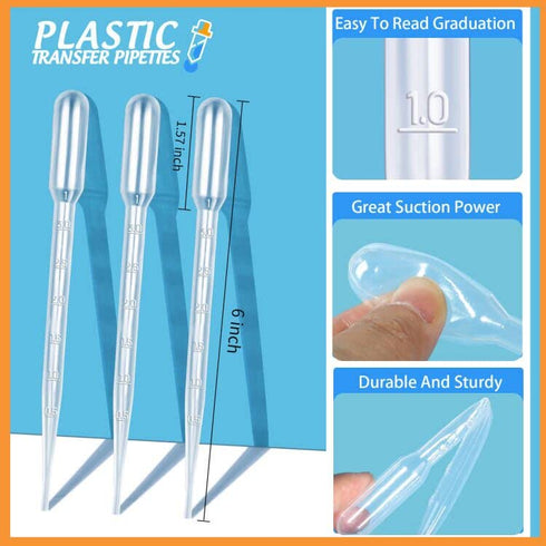 Teenitor 300PCS 3ML Plastic Transfer Pipettes Eye Dropper Disposable Pipettes Dropper for Science Experiments, Essential Oil Blending, Crafting...
