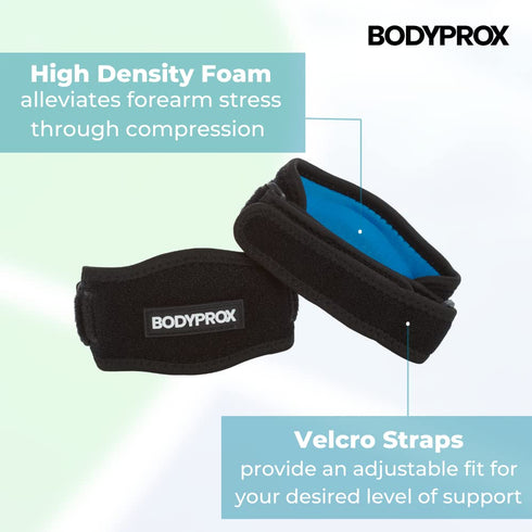 Bodyprox Elbow Brace 2 Pack for Tennis & Golfer's Elbow Pain Relief...