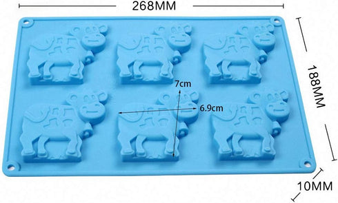 2 Pack Cow Chocolate Molds, Dairy Cattle Cake Pan Silicone Candy Fondant Biscuit Cookie Baking Mold Soap Lotion Bars Polymer Clay Mold (Random Col...