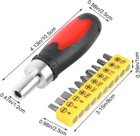 Hex Socket Star Shape Drive Screwdriver Set Manual 1/4" Screwdriver Kit Screw Driver Set with 10 Driver Bits for Fixtures Appliances Computers...