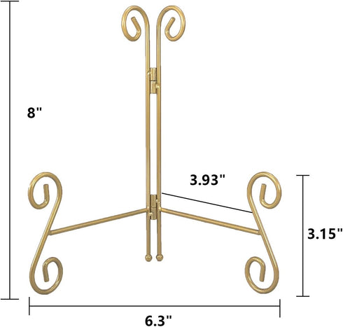 Plate Holder, 8 Inch Plate Stands for Display, Gold Iron Plate Easel for Photos, Picture Frames, Cookbooks, Card and Decorative Plates(1PACK)...