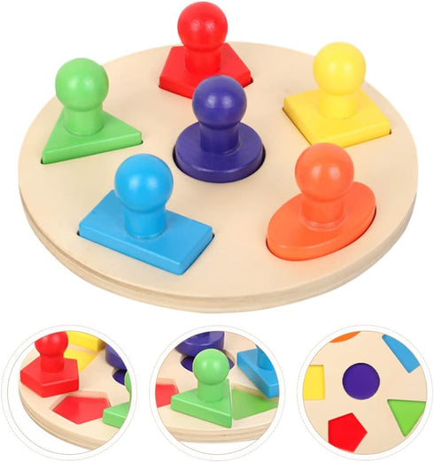Totority Wooden Peg Shape Puzzle Montessori Puzzle Jigsaw Puzzle Geometric Toy Toddlers Preschool Learning Educational Material...