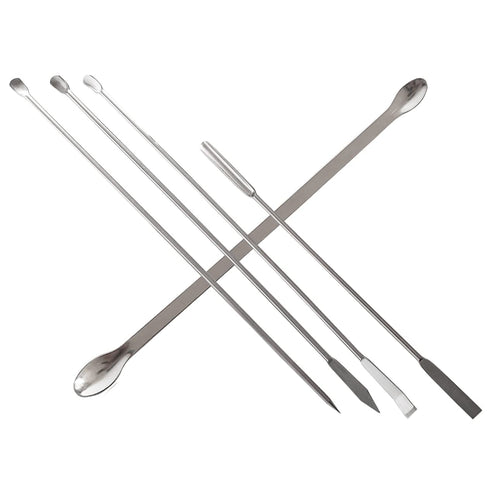 5 Pack Lab Spoons Micro Lab Spoon Scoop with Nickel Stainless Steel Laboratory Mixing Spatula Sampling Spoon for Combination Reagent, Powd...