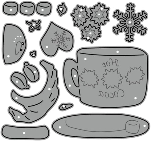 Snowman Cocoa Cup Metal Die Cuts, Christmas Snowman Cup Metal Cutting Dies Cut Stencils Card Paper Craft DIY Template Metal Cutting Dies Album Emb...