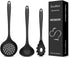 3 Pcs Silicone Kitchen Utensils Set, Soup Ladle-Pasta Fork-Slottede Spoon, Nonstick BPA Free High Heat Resistant Cooking Utensils for Mixing, Serv...