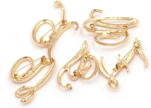 Women A-Z Initial Pins 26 Letters Pins Gold Plated Metal Brooches Clear Crystal Rhinestone Brooch Breastpin Badge...