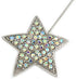 AB Crystal Star, Pearl Bead Lapel, Hat, Suit, Tuxedo, Collar, Scarf, Coat Stick Brooch Pin In Silver Tone Metal - 70mm L...