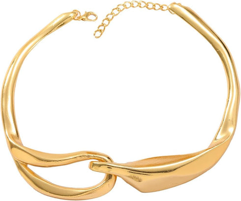 Chunky Metal Buckle Collar Necklace for Women,Thick Geometric Metallic Unisex Abstract Choker Necklace Statement Fashion Chain Necklace Cool Punk ...