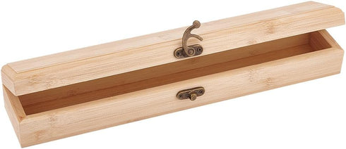 OLYCRAFT Unfinished Wooden Box 12x2.2x1.8 Inch Wood Branding Iron Box Rectangle Pencil Bamboo Box Unpainted Storage Box with Hinged Lid and Front ...