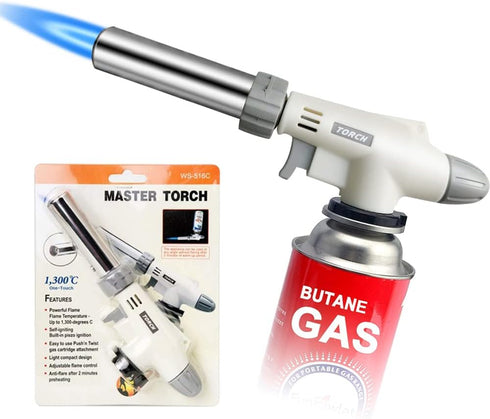 Butane Torch Kitchen Blow Lighter, IEIK 360 Degree Reverse Professional Chef Culinary Torch with Safety Lock and Adjustable Flame for Cooking Crèm...