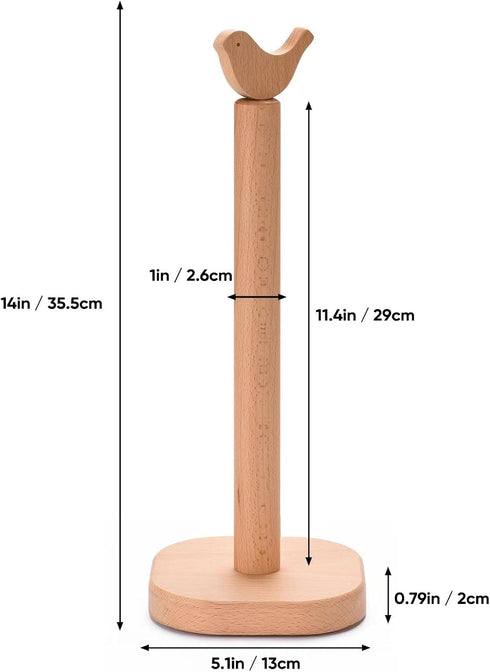 Paper Towel Holder, Cute Bird Wooden Kitchen Roll Stand Organizer Countertop Free Standing, Housewarming Gift New Home...