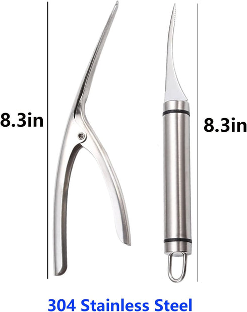 (2 Pack) Stainless Steel Shrimp Line Knife+ Shrimp Peeler, Shrimp line tool Easily Remove Fish Scales shrimp shells Feather for Kitchen Tools...