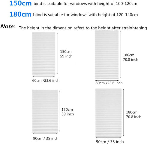 2 Pack Temporary Blinds for Window, Self Adhesive Pleated Blinds Cordless No Drill Fabric Blinds Room Darkening Shades Blackout Shades for Bathroo...