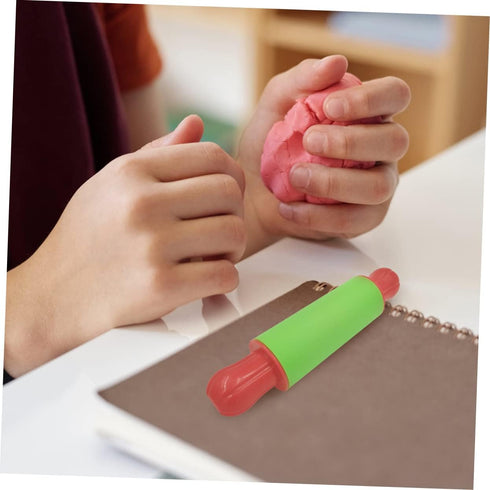 Toyvian 4pcs Painted Clay Rolling Pin Tools Rollers Small Pastry Rolling Pin Plastic Drum Bulk Gummy Candy Mini Tools Kids Playdough Kit Clay Doug...