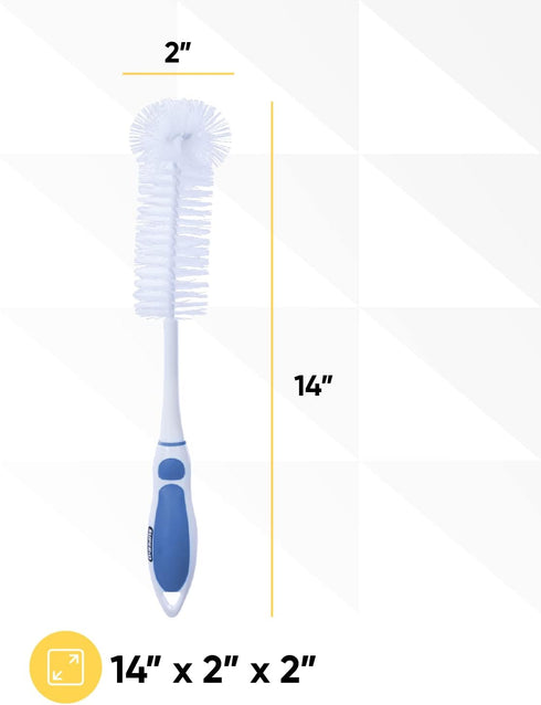 Superio Bottle Brush Scrubber Long, Blue and White Baby Bottle Brush with Rubber Grip Handle...