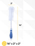 Superio Bottle Brush Scrubber Long, Blue and White Baby Bottle Brush with Rubber Grip Handle...
