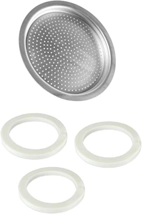 Univen 2.5" (64mm) Espresso Filter and Gasket Seals Compatible with Bialetti 6 Cup Aluminum Espresso Makers...