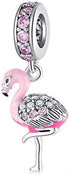 YUHE Pink Flamingo Charm 925 Sterling Silver Beads with Clear CZ Fit Women Pandora Style Bracelet,for Thanksgiving/Christmas Day...
