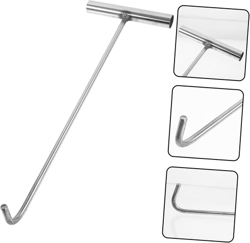 T-Hook Water Meter Key Hand to Mind Manhole Cover Drain Cover Lifting Tool, T Nut Hook Tool Heavy Duty Ceiling Hooks Heavy-Duty Hook Stainless Ste...