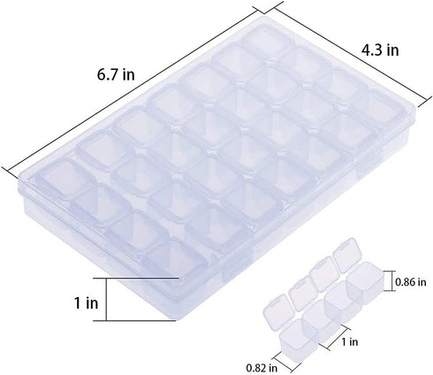 FOME Diamond Embroidery Box, 2 Pack Clear Diamond Painting Storage Box Containers Each with 28 Mini Compartments Grids Mosaic Kits Accessories Sto...