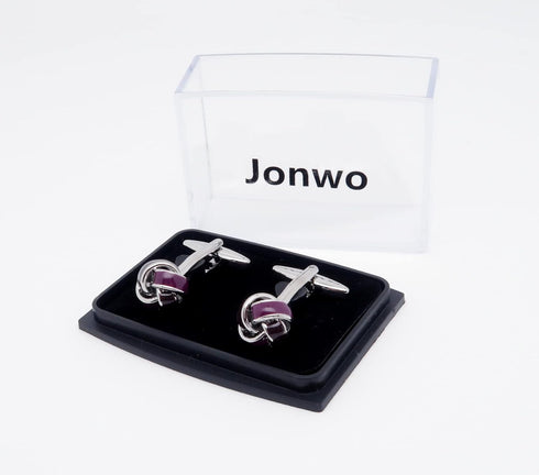 Black Purple Twist Knot Cufflinks for Men French Tuxedo Shirt In Gift Box Metal Wedding Business Shirt Cufflinks Anniversary Present...