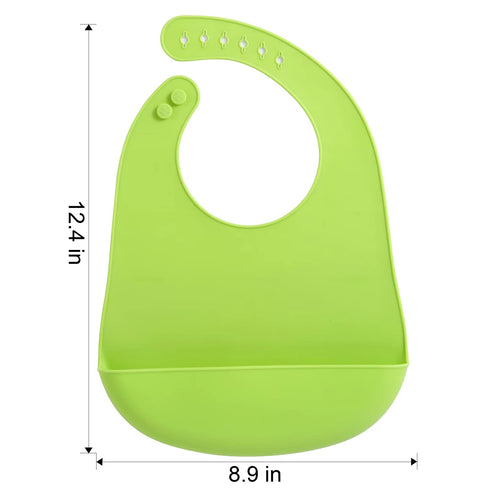 PandaEar 2 Pack Silicone Baby Bibs Super Thin Light Weight for Babies & Toddlers Feeding, Adjustable Silicone Bibs with Food Catcher Pocket, Water...