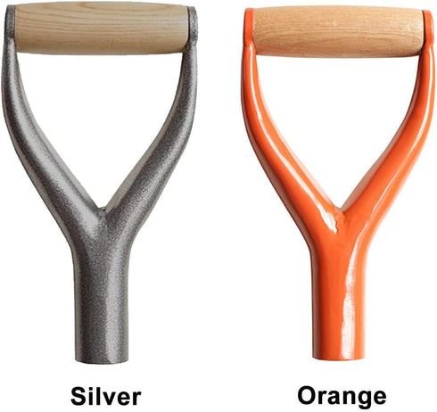 Shovel D Grip Handle, Reusable Y Grip Replacement Forks Garden Snow Removal Shovel with Wooden Grip for Digging Raking Tool(Silver)...
