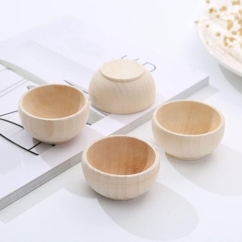 SEWACC 5pcs Wooden Bowls Unfinished Bowls Unpainted Wooden Bowls Serving Bowl Wood Crafts Bowls Pinch Bowls for Fruits Salad Cereal...