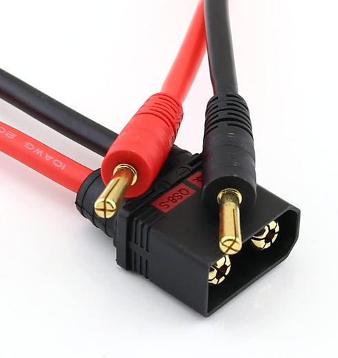 SoloGood 2pcs QS8 Charge Lead QS8 to 4mm Bullet Banana Connector Plug Charger Cable Lead 10AWG Silicone Wire Cable for FPV RC Power Supply......