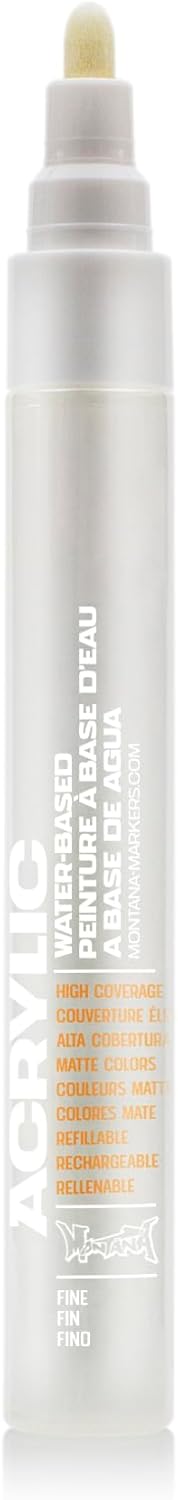 Montana Acrylic Paint Marker, 2mm, Fine Nib, Shock White Pure (045390)...