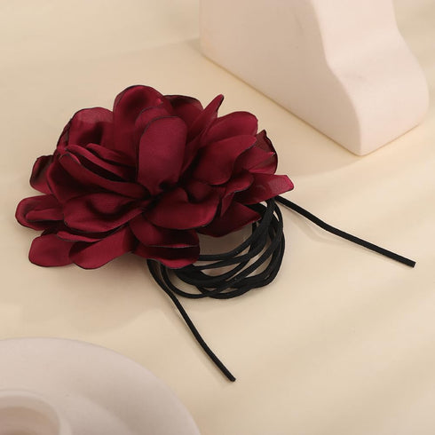 Denifery Flower Rose Choker Necklace Big Floral choker Necklace Flower Long Velvet Choker for Women Bride Wedding Party Summer Necklaces...
