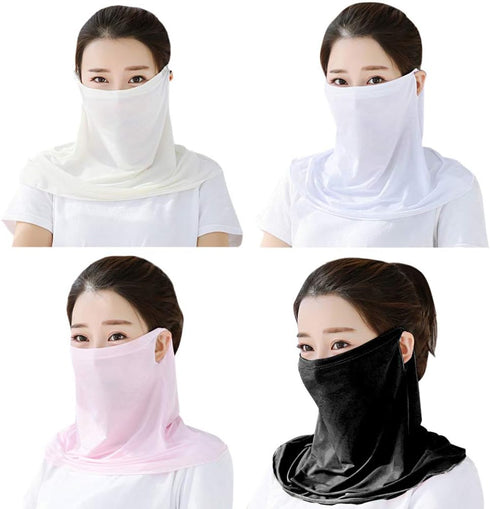 PRETYZOOM Cotton Scarf 4Pcs Sun Protection Masks Silk Neck Scarf Masks Seamless Face Mask Bandanas for, Outdoors, Festivals, Sports (Random Color)...