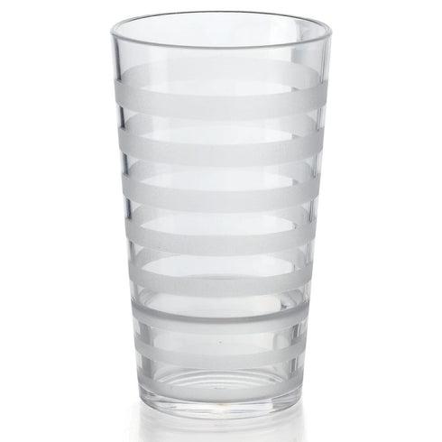 G.E.T. SW-1516-CL Orbis Shatterproof Opaque Striped Plastic Tumbler, 16 Ounce, Clear (Set of 12)...
