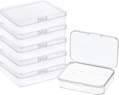 Goiio 6 Pcs 5.6x4.2x1.8 Inches Clear Rectangle Box for Collecting Small Items, Beads, Game Pieces, Business Cards, Crafts Accessories...