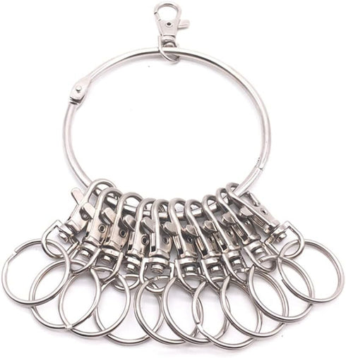 1PC Portable Metal Ring Key Organizer Holder with Swivel Clasps Janitor Key Ring for Warehouse Office School Home Use, Silver...