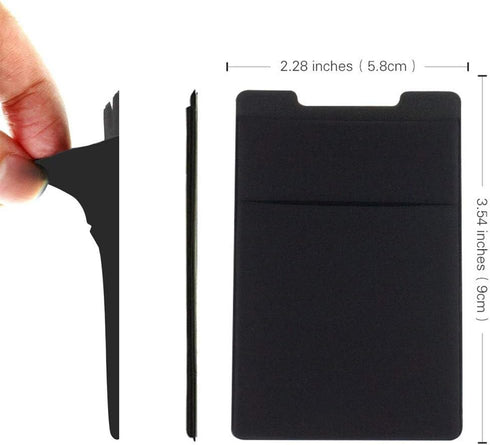 Cell Phone Stick on Wallet, Credit Card & Business Card & Id Holder (3 Packs) Compatible with iPhone, Android and Most Smartphones (Black + Pink)...