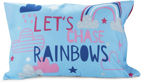 Funhouse Let's Chase Rainbows 4 Piece Toddler Bedding Set – Includes Comforter, Sheet Set – Fitted + Top Sheet + Reversible Pillowcase for Girls B...