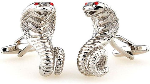 Cobra Snake Pair Cufflinks in a Presentation Gift Box & Polishing Cloth...