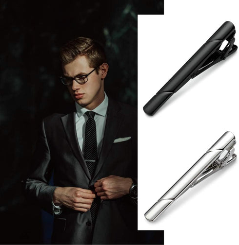 MOZETO Tie Clips for Men, Black Gold Blue Silver Tie Bar Set for Regular Ties, Luxury Box Gift Ideas...