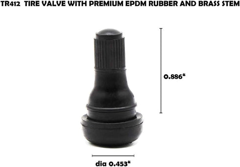 TR412 Rubber Snap-in Tire Valve Stem for Tubeless 0.453 Inch 11.5mm Rim Holes on Standard Vehicle Tires (Set of 4)...
