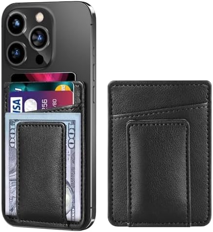 Magnetic Card Wallet Holder for Apple, Magnetic Card Holder Compatible with iPhone 12/13/ 14/15, Magnetic Leather Wallet for iPhone 15/15 Pro/14/1...