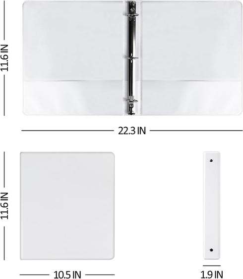 3 Ring Binder, 1 Inch Durable Round Ring Holds 200 Sheets Letter Size Paper, BPA-Free Presentation View Binder, Ideal for Office, Home, School (Wh...