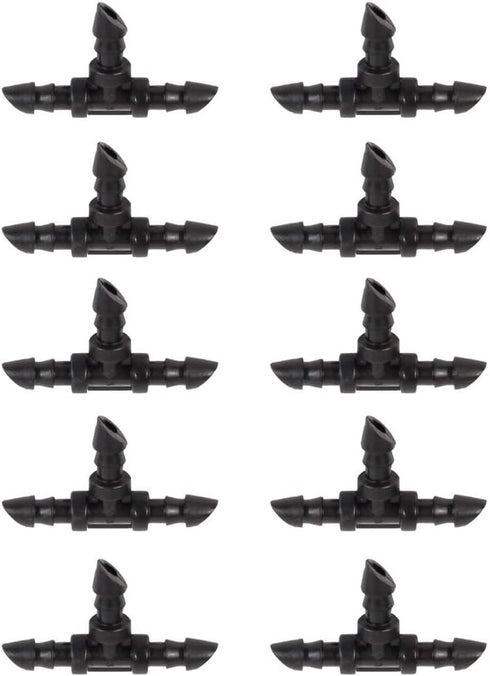 10 Pieces 1/4 Inch Barbed Tee Fittings Barbed Tee Connecters 3 Way Connector Drip Tee Fitting Drip Irrigation Tubing Fit for 4mm/7mm Tube for Flow...