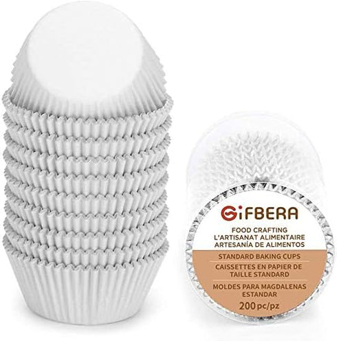 Gifbera White Metallic Foil Cupcake Liners Standard Size Baking Cups, 200-Count...