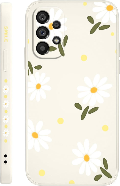 for Samsung Galaxy A53 5G Case Side Creative Design Soft Silicone Drop Protective Flower Case for Samsung A53 5G-Daisy White...