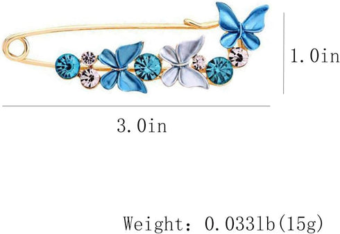 Butterfly Flower Crystal Brooch Pins Sweater Shawl Brooch Anti Exposure Neckline Safety Pin Pink Tulip Pins Rhinestone Enamel Brooch Pins for Wome...